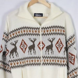Vintage Blair Deer 🦌 Knit Zip Up Holiday Sweater